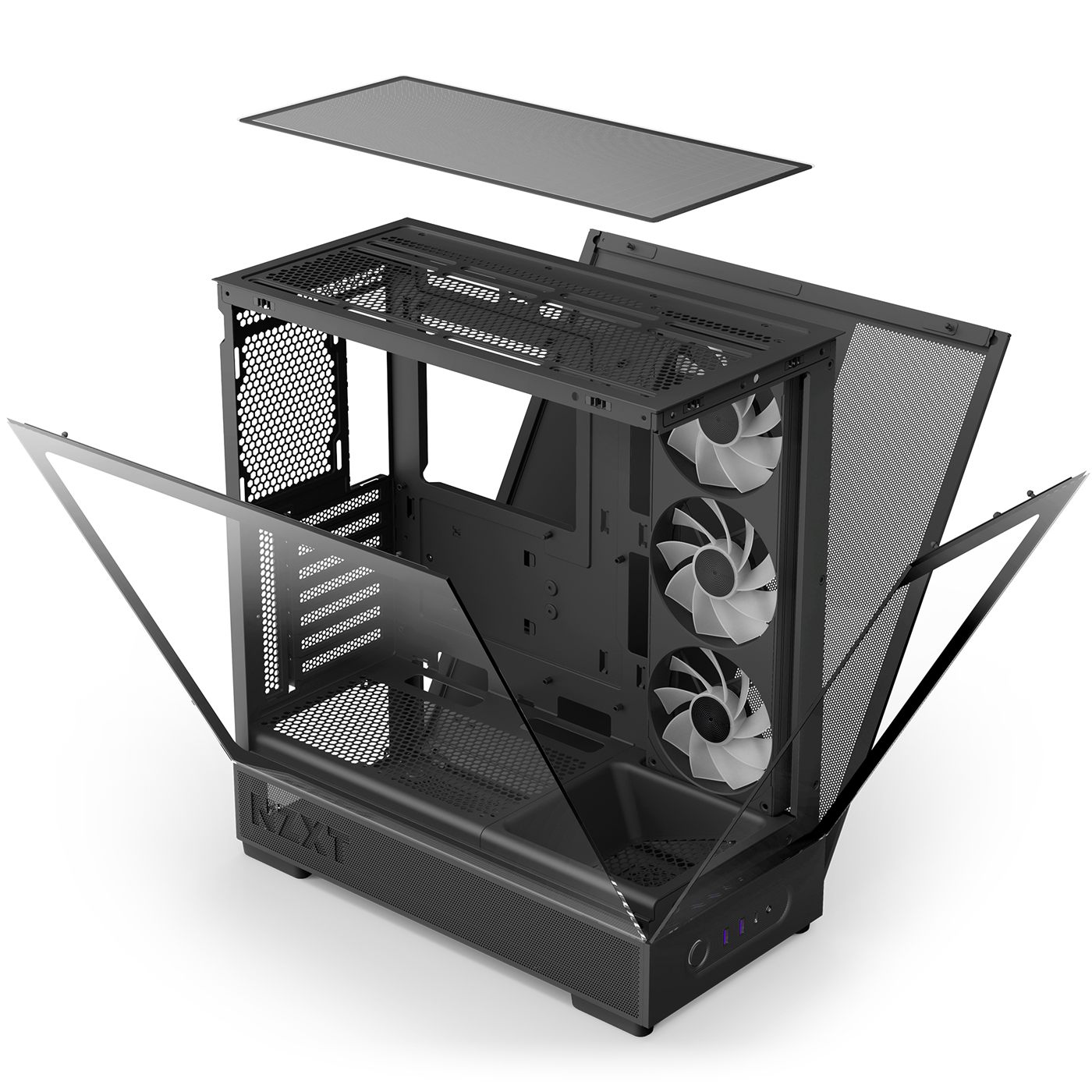 NZXT S5 RGB Explosionsdarstellung der Gehaeuse-Bauteile