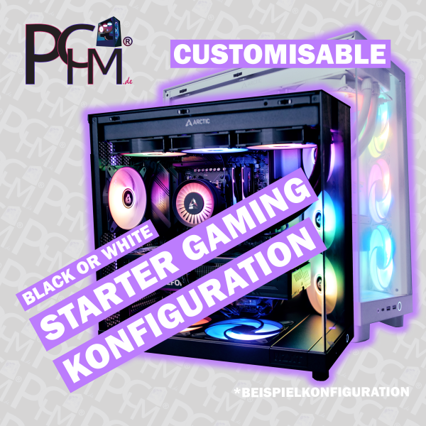 PCHM - Starter Gaming PC  I Black & White I  (Customisable)