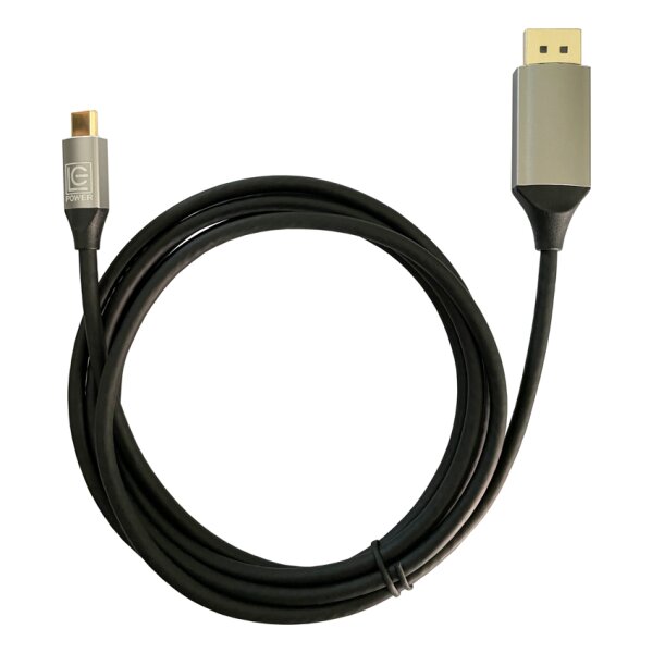 USB-C to DP1.2 cable 2m - 4k @ 60Hz, alu, gold-plated